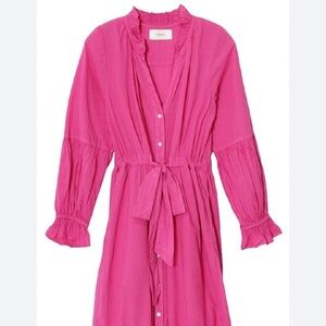 Pink Womens long sleeve tiered dress